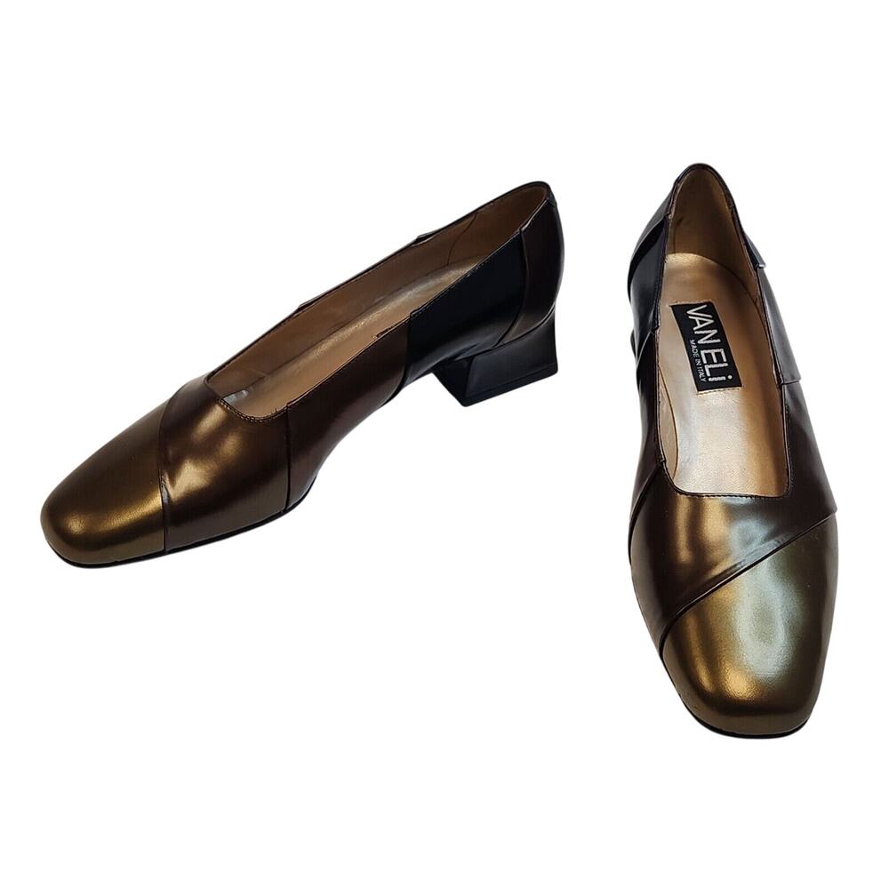 VANELI Edwige Womens Metallic Bronze Block-Heels Pumps-Size 8M